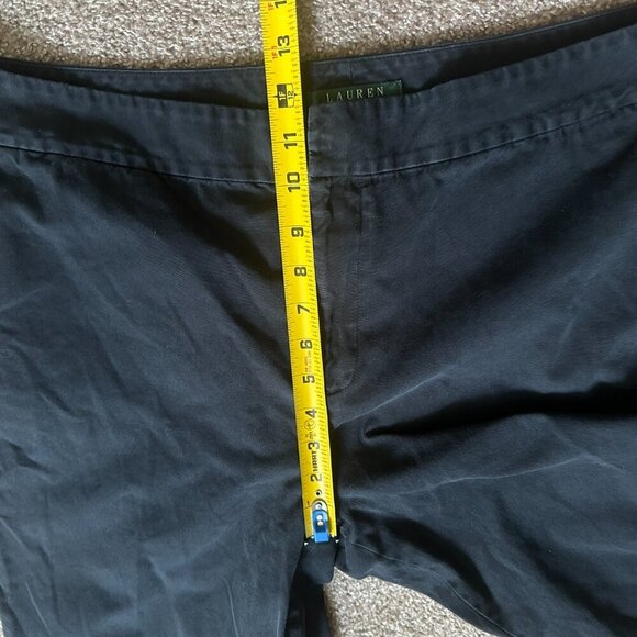 💙 Lauren Ralph Lauren Black Flat Front Bermuda Shorts Womens Plus Size 16 Preppy - Picture 13 of 15
